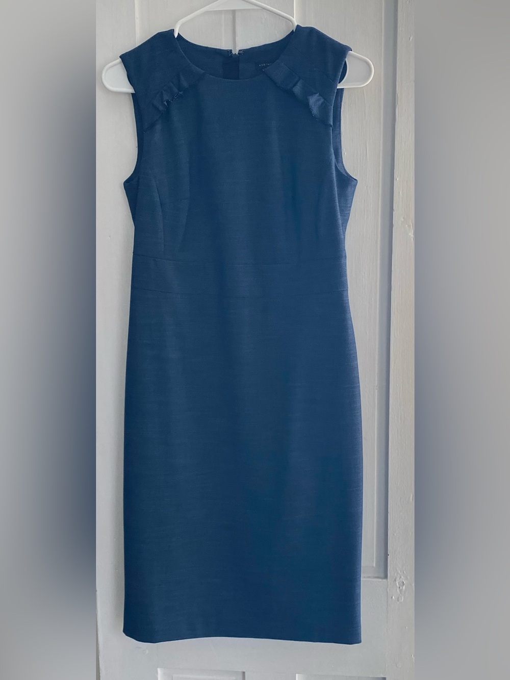 Ann Taylor Sheath Midi Dress with Ruffle Details